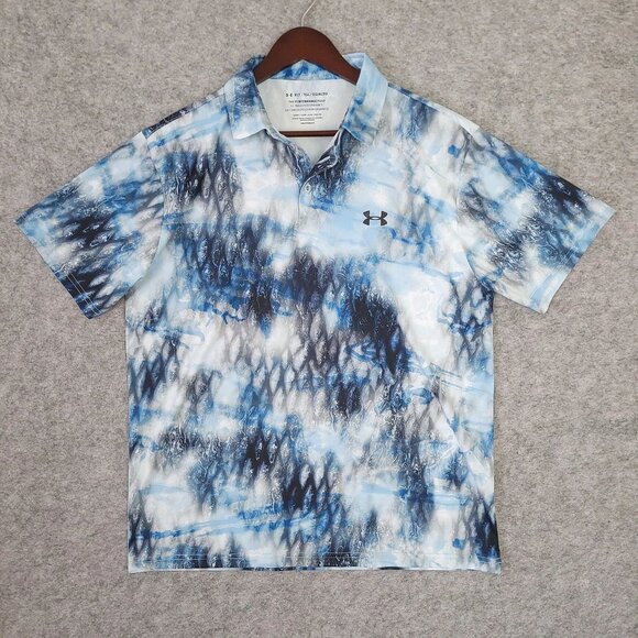 UNDER ARMOUR Mens XLT Heatgear Performance Polo Camo Abstract Loose Fit Shirt - Picture 3 of 8